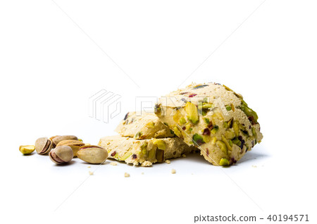 Halva with pistachio isolated on white 40194571