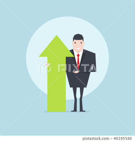 Businessman with green arrow graph. - Stock Illustration [40195580] - PIXTA