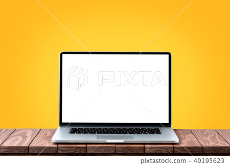 Modern laptop with empty white screen Modern laptop with empty white screen 40195623