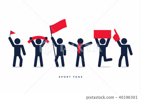 Stick figures of sport fans cheering team. 40196301
