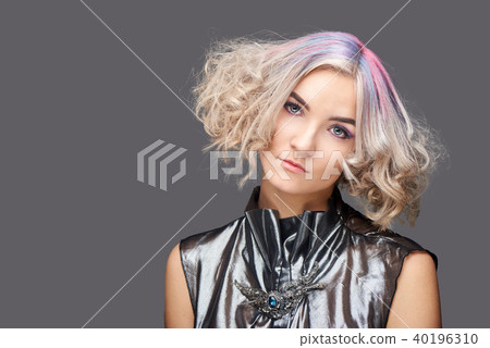 Portrait of young woman with trend dyed hair 40196310