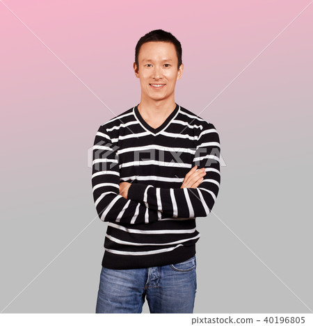 Asian man in striped pullovert 40196805