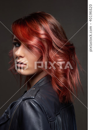 Portrait of young woman with trend dyed hair 40196820