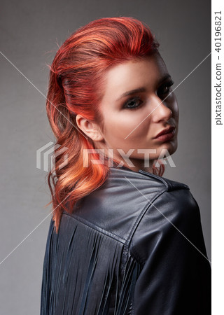 Portrait of young woman with trend dyed hair Portrait of young woman with trend dyed hair 40196821
