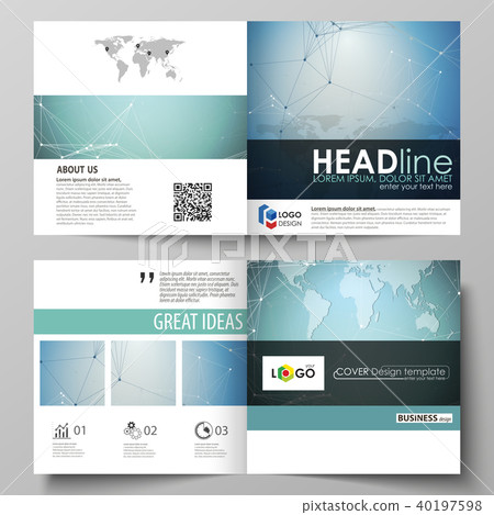 The minimalistic vector illustration of the editable layout of two covers templates for square 40197598