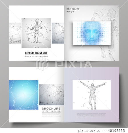 The vector illustration of editable layout of two covers templates for square design bifold brochure The vector illustration of editable layout of two covers templates for square design bifold brochure 40197633