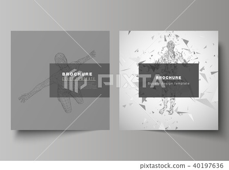 The minimal vector illustration of editable layout of two square format covers design templates for 40197636