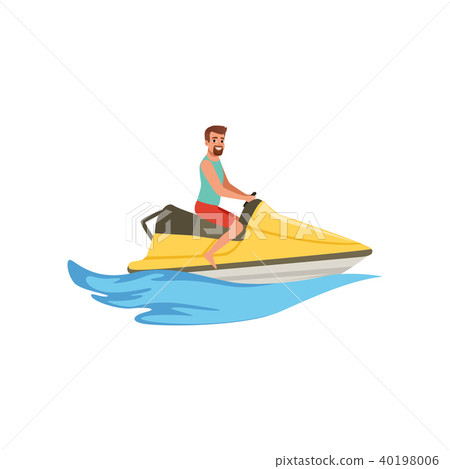 Male jet ski rider, extreme water sport activity vector Illustration on a white background 40198006