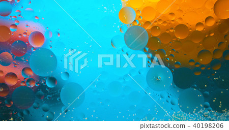 Oily stains on the surface of the water. 40198206