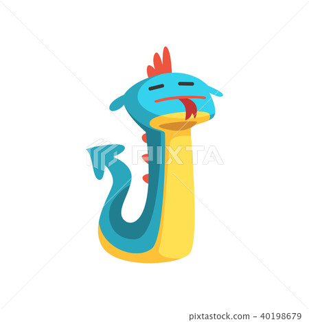 Cute cartoon dragon character with funny face vector Illustration on a white background 40198679