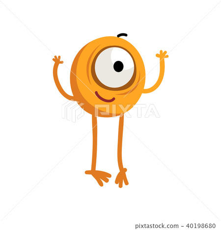 Cute cartoon one eyed yellow monster character with funny face vector Illustration on a white Cute cartoon one eyed yellow monster character with funny face vector Illustration on a white 40198680