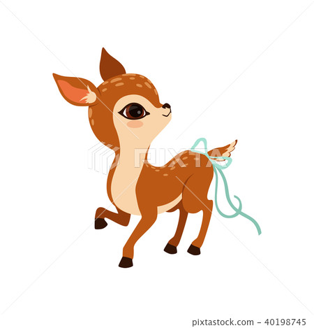 Cute little fawn character with a bow on the tail vector Illustration on a white background Cute little fawn character with a bow on the tail vector Illustration on a white background 40198745