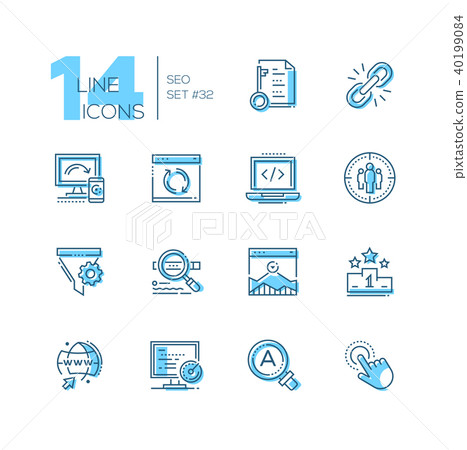 SEO - set of line design style icons 40199084
