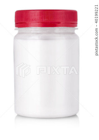 white jar with red cap without label on a white white jar with red cap without label on a white 40199221
