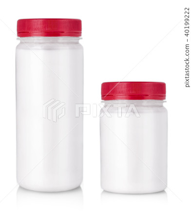 white jar with red cap without label on a white white jar with red cap without label on a white 40199222