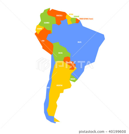 Very simplified infographical political map of South America. Simple geometric vector illustration 40199608