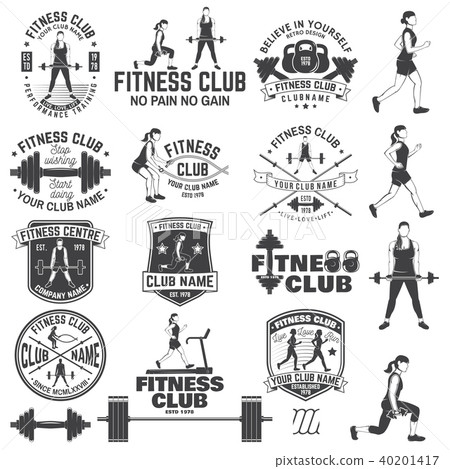 Fitness club badges. Vector. For fitness centers emblems, gym signs and others. 40201417