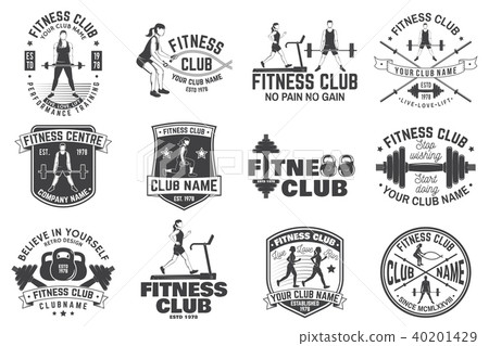 Fitness club badges. Vector. For fitness centers emblems, gym signs and others. 40201429