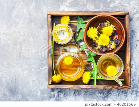 Healthy dandelion honey and tea 40201569
