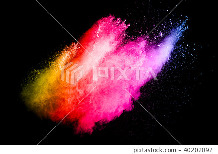 Multi color powder explosion isolated on black Multi color powder explosion isolated on black 40202092