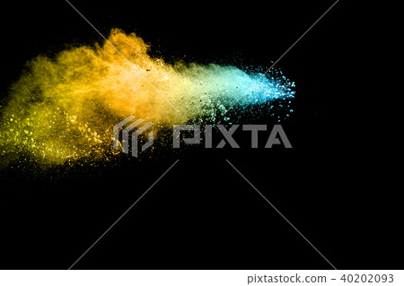 Multi color powder explosion isolated on black Multi color powder explosion isolated on black 40202093