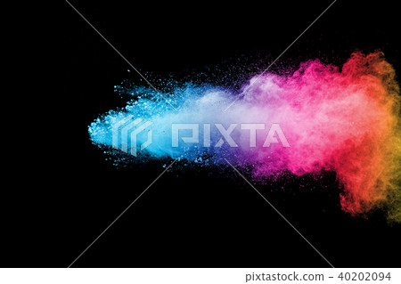 Multi color powder explosion isolated on black Multi color powder explosion isolated on black 40202094