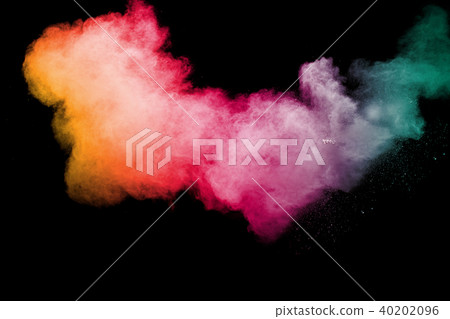 Multi color powder explosion isolated on black Multi color powder explosion isolated on black 40202096