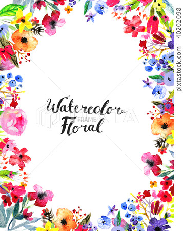 Watercolor Flower Border Watercolor Flower Border 40202098
