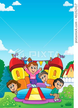 Kids on inflatable castle theme 1 Kids on inflatable castle theme 1 40202417