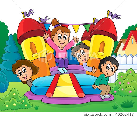 Kids on inflatable castle theme 2 Kids on inflatable castle theme 2 40202418