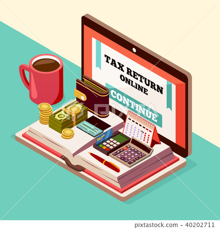 Accounting And Taxes Isometric Background Accounting And Taxes Isometric Background 40202711