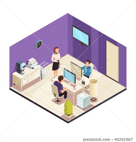 Office Isometric Composition 40202867