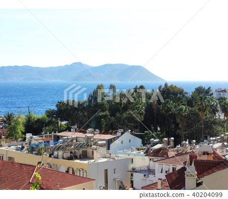 Mediterranean town on the beach with red-tiled roo Mediterranean town on the beach with red-tiled roo 40204099