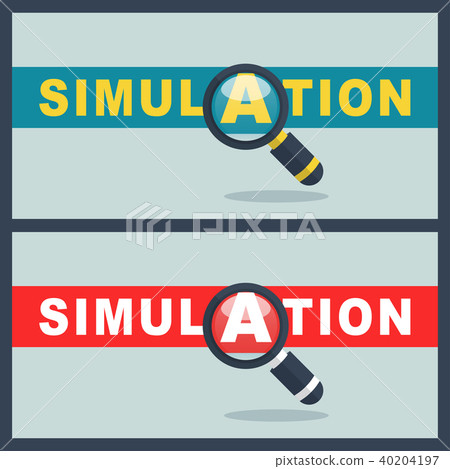 simulation word with magnifier concept 40204197