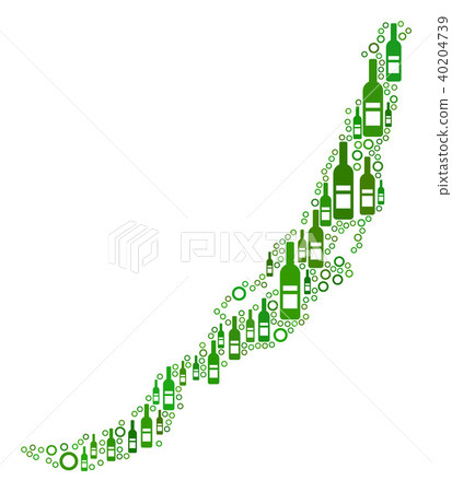 Baikal Lake Map Mosaic of Wine Bottles and Circles 40204739