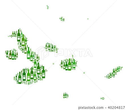 Galapagos Islands Map Composition of Wine Bottles and Circles 40204817