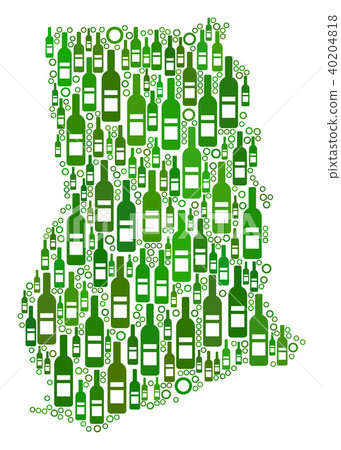 Ghana Map Mosaic of Wine Bottles and Circles 40204818