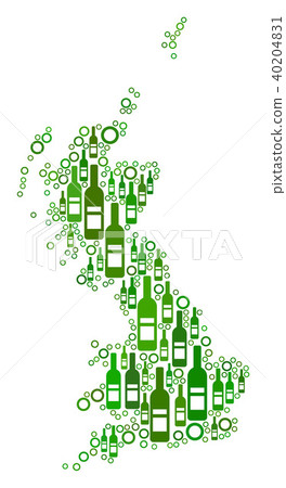 Great Britain Map Collage of Wine Bottles and Circles 40204831