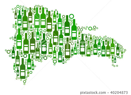 Dominican Republic Map Composition of Wine Bottles and Circles 40204873