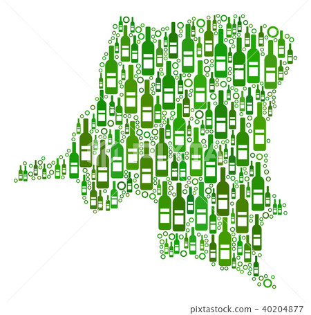 Democratic Republic Of The Congo Map Collage of Wine Bottles and Circles 40204877