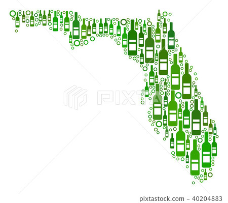 Florida Map Mosaic of Wine Bottles and Circles Florida Map Mosaic of Wine Bottles and Circles 40204883