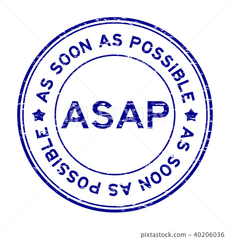 Grunge blue ASAP(As soon as possible) rubber stamp Grunge blue ASAP(As soon as possible) rubber stamp 40206036