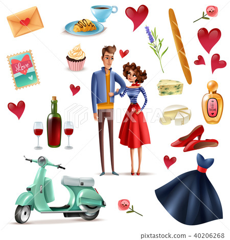 France And Paris Cartoon Set 40206268