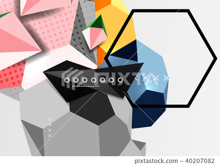 Color 3d geometric composition poster 40207082
