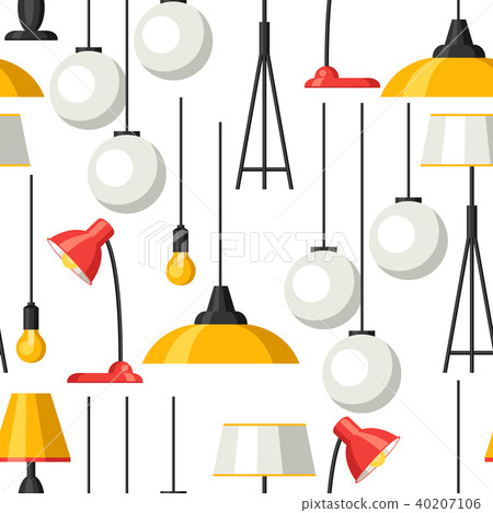 Seamless pattern with chandelier and table lamps Seamless pattern with chandelier and table lamps 40207106