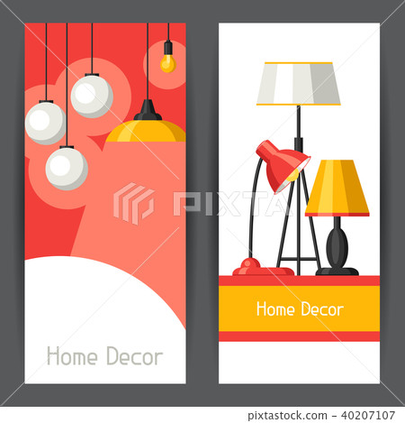Banners with chandelier and table lamps Banners with chandelier and table lamps 40207107