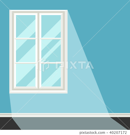 White plastic window on blue wall illustration 40207172