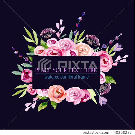 wreath of flowers in watercolor wreath of flowers in watercolor 40208282