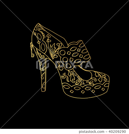 Woman sandals or lady shoe, golden ornament Woman sandals or lady shoe, golden ornament 40209290