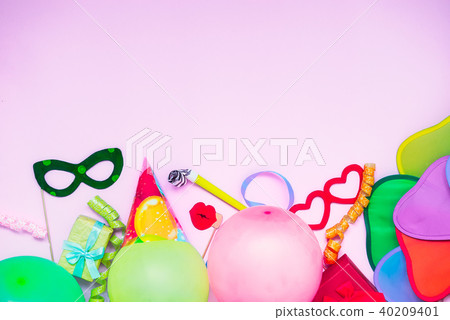 Festive background with party tools and decoration Festive background with party tools and decoration 40209401